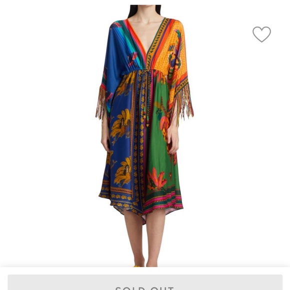 Farm Rio Mixed Scarves Kaftan - Picture 11 of 11